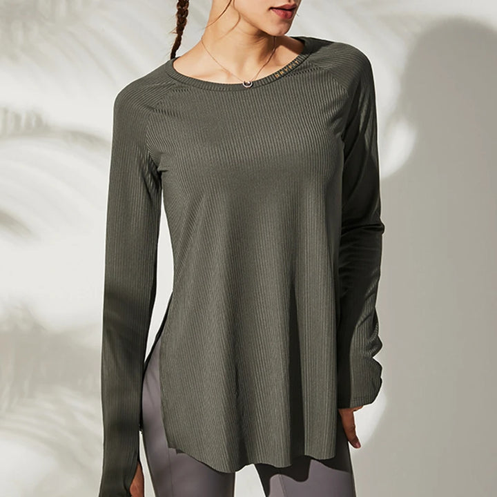 Long Sleeve Femme Gym Top With Thumb Holes